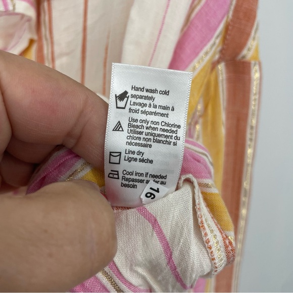 L*SPACE st Lucia Cropped Polo Shirt striped pink orange yellow - Picture 5 of 8